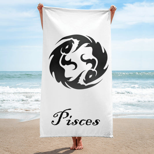 White Pisces logo zodiac Towel