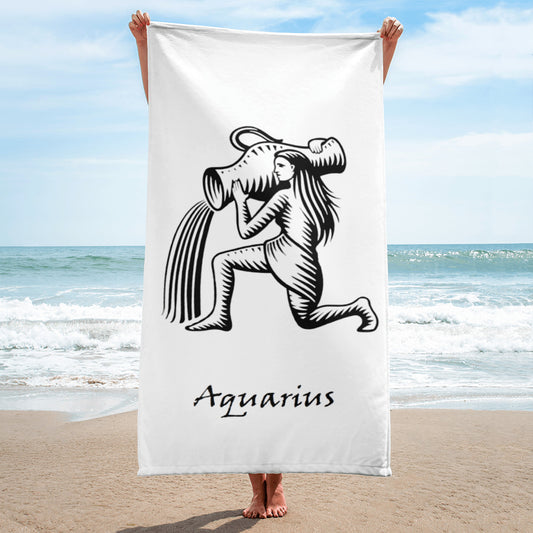 Black Aquarius logo zodiac Towel
