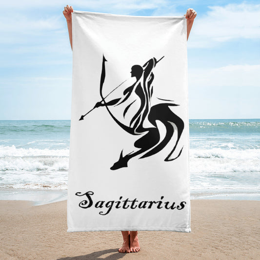 Black Sagittarius logo zodiac Towel