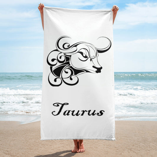 Black Taurus logo zodiac Towel