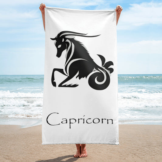 Black Capricorn logo zodiac Towel