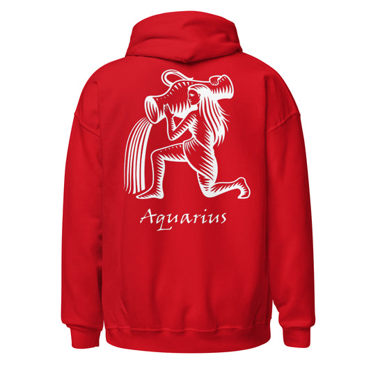 White Aquarius logo zodiac hoodie